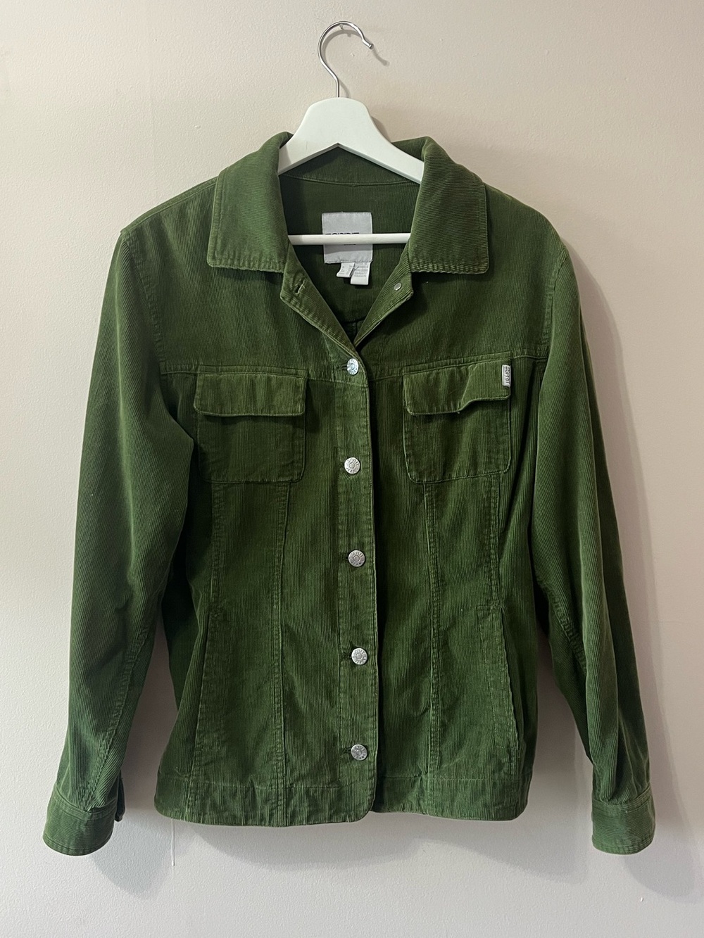 90s/Y2K Esprit Olive Green Corduroy Button-Front Jacket